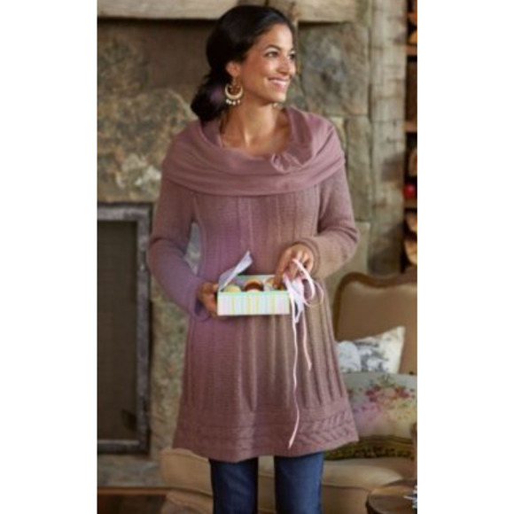 Soft Surroundings Women Small Tamara Tunic Top Knit Long Sleeve Purple - Picture 1 of 9